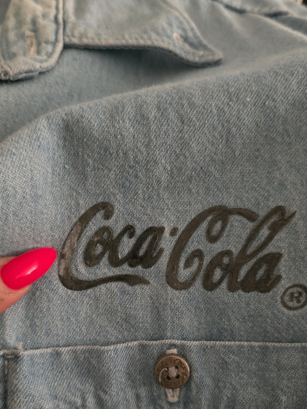Coca Cola Men's 100% Cotton Blue Denim Shirt Size:L - Picture 10 of 10